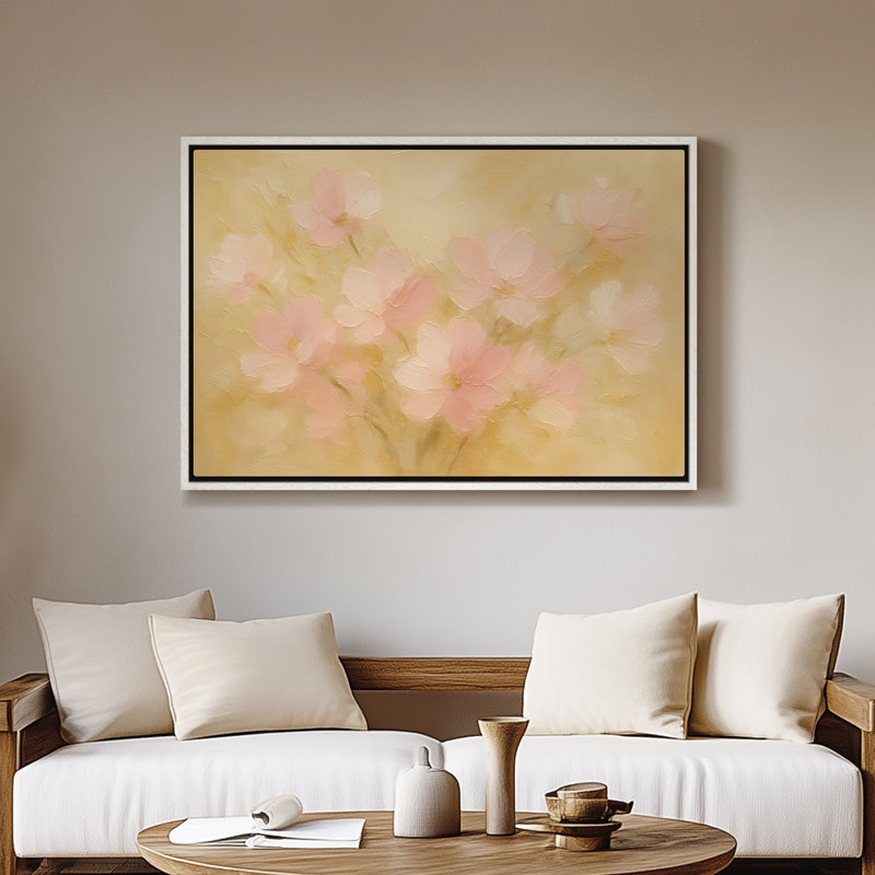 Art mural encadré, impressions florales pour chambre à coucher - 16 po x 24 po, H 16 po x l 24 po, Blanc