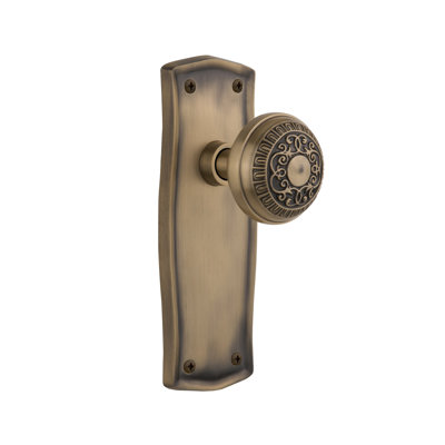 Egg & Dart Interior Mortise Door Knob with Prairie Long Plate