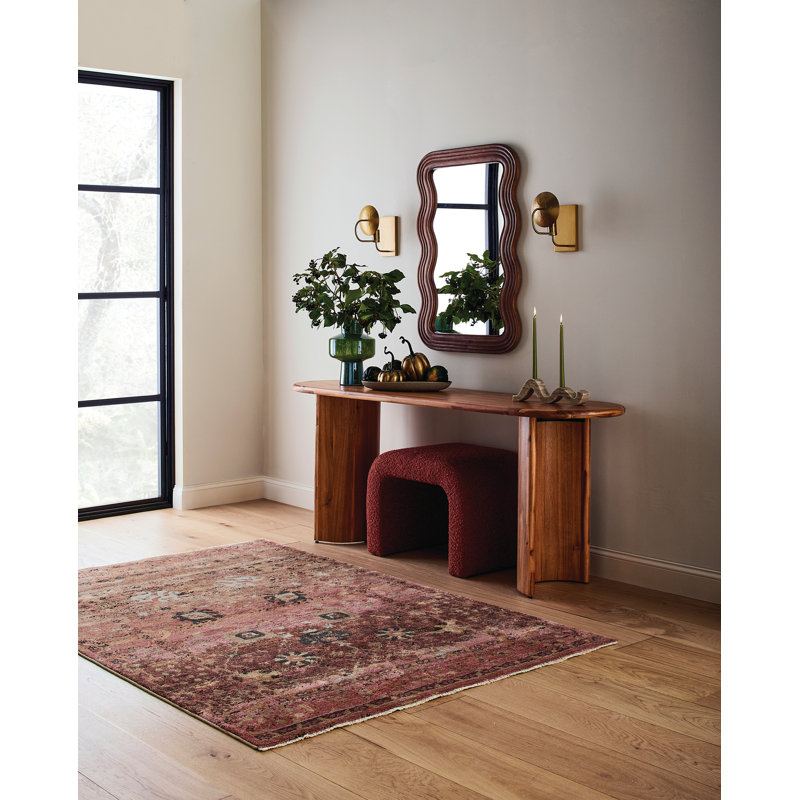 Brown Solid Wood Wavy Wall Mirror