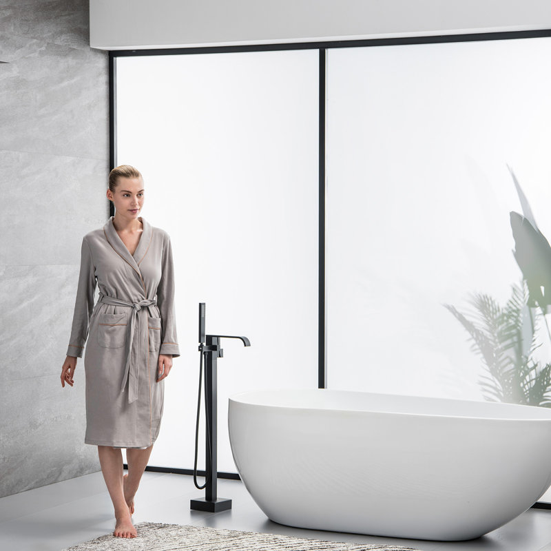 Floor Tub Spout with Diverter, Black