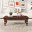 Ensemble de 3 tables basses en bois massif avec tiroir, table basse vintage et 2 tables de bout pour salon, bureau et appartement (noyer)-335129698