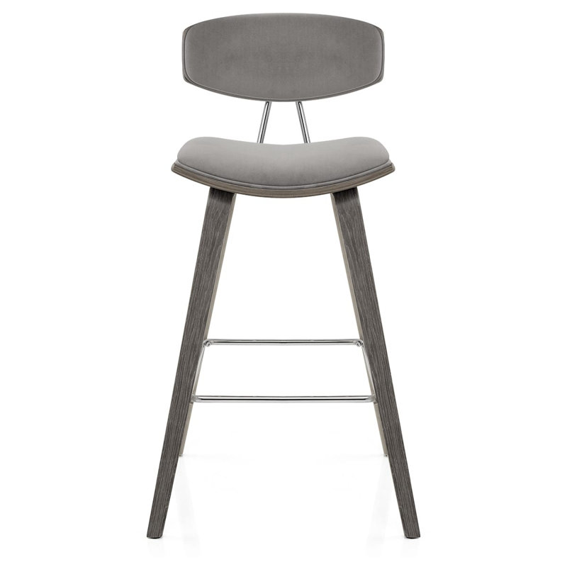 Grey Upholstered Counter Stool