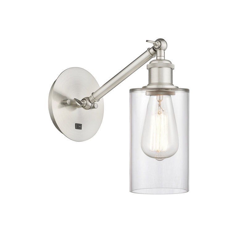 Applique murale 1 lumière 5 po avec bras ajustable Shauna, Incandescente, Transparent, Nickel satiné brossé