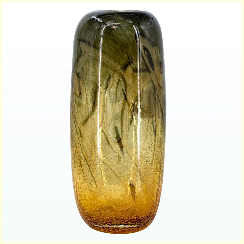 Vase en verre 5,5 "x 5,5" x 13,4 "avec ambre et gris dégradé, vase décoratif en verre pour la maison