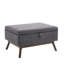 Table basse Mid-Century en lin gris foncé avec base en bois massif et rangement pour le hall d'entrée