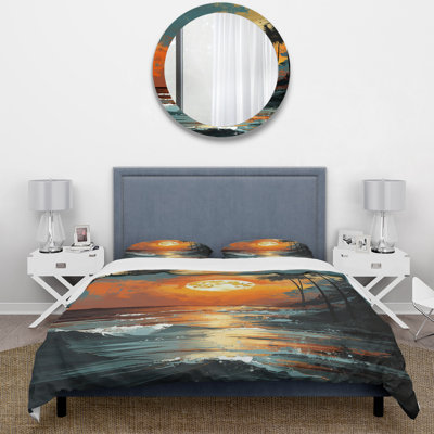 Sunset Strip At Coastal Paradise I - Coastal Minimalism Duvet Cover Set
