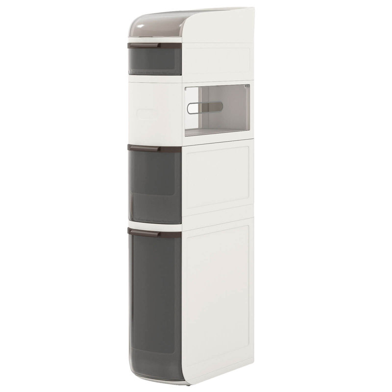 5-Tier Narrow Bathroom Storage Cabinet with Drawers Tissue Box Wheels for Kitchen