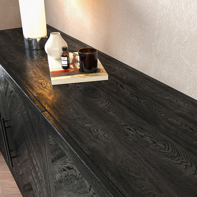 70,8 "Buffet noir avec rangement, grande console en bois avec rangement