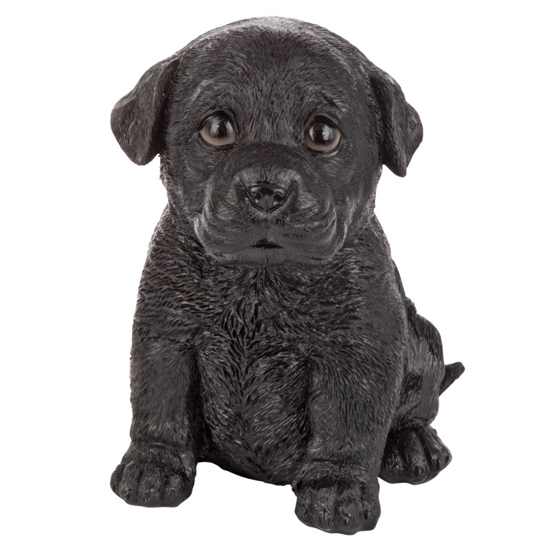 Black Resin Labrador Puppy Dog Statue, 5"