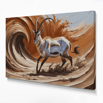 Faune, art mural sur toile brune Addax