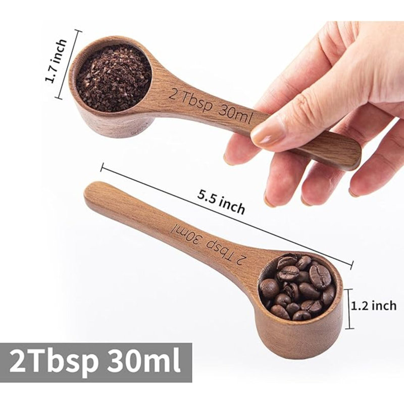 4 cuillères en bois cuillère en bois d'acacia pour bocaux Petite cuillère pour le café cuillères à mesurer Cuillères en bois pour les récipients Quotidien poudre de bain de sel savon Scooper (30 ml)
