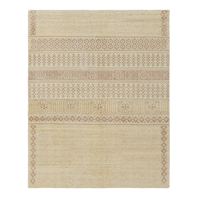 Rug And Kilim’S Distressed Rug In Beige-Brown With  Geometric Patterns