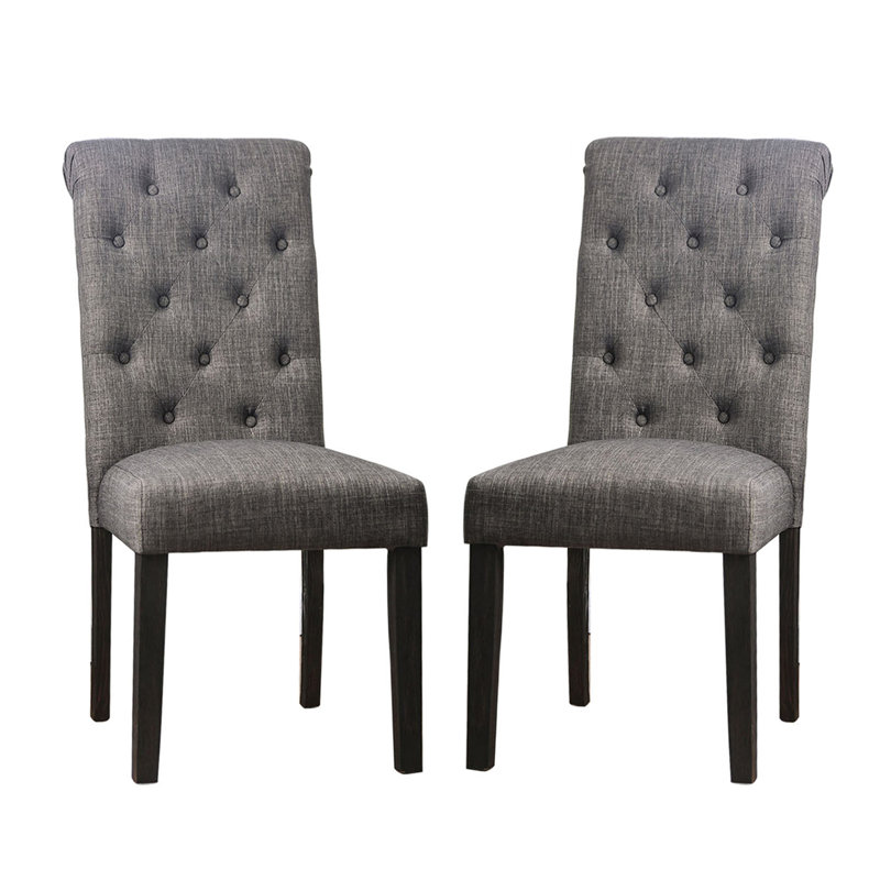 Ensemble de 2 chaises de salle à manger avec dossier capitonné et chaise d'appoint, Gris