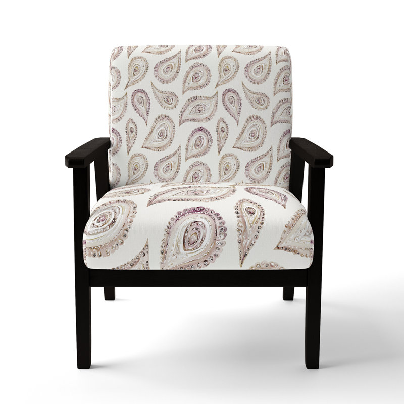 Chaise rembourrée French Country Paisley Dreams, Accoudoirs carrés noirs