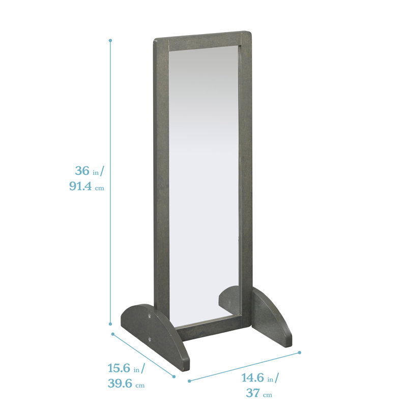 ECR4Kids Single-Sided Bi-Directional Mirror, Kids Furniture, 36" x 14.6", Gray Wash