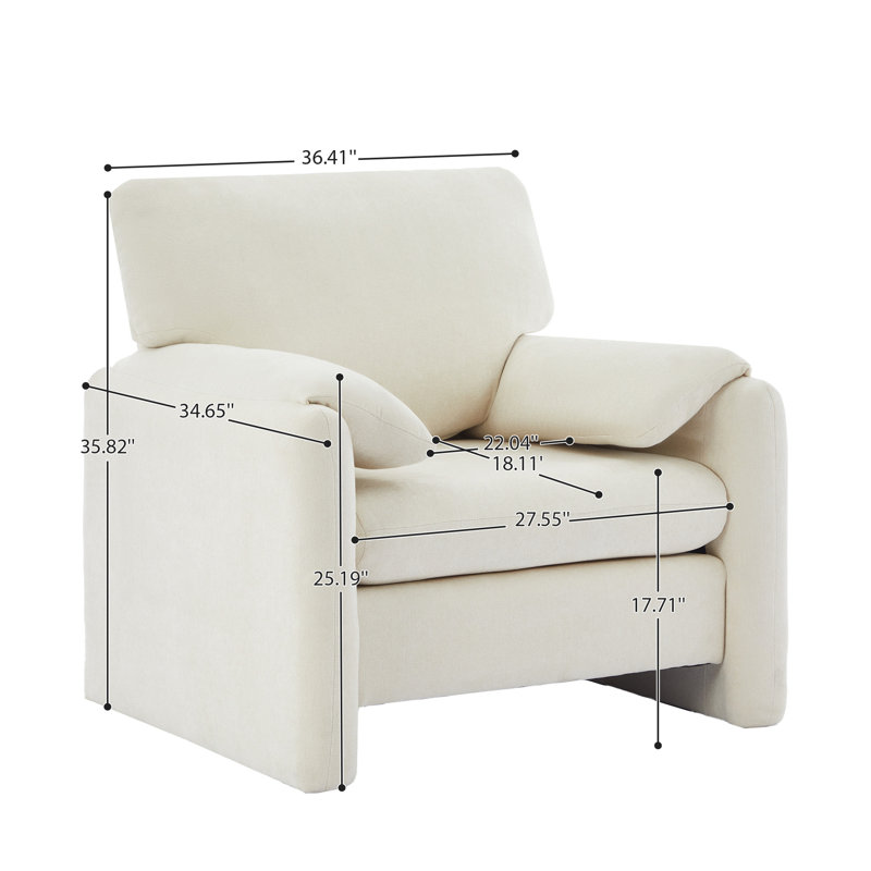36.4'' Upholstered Armchair, Beige Chenille