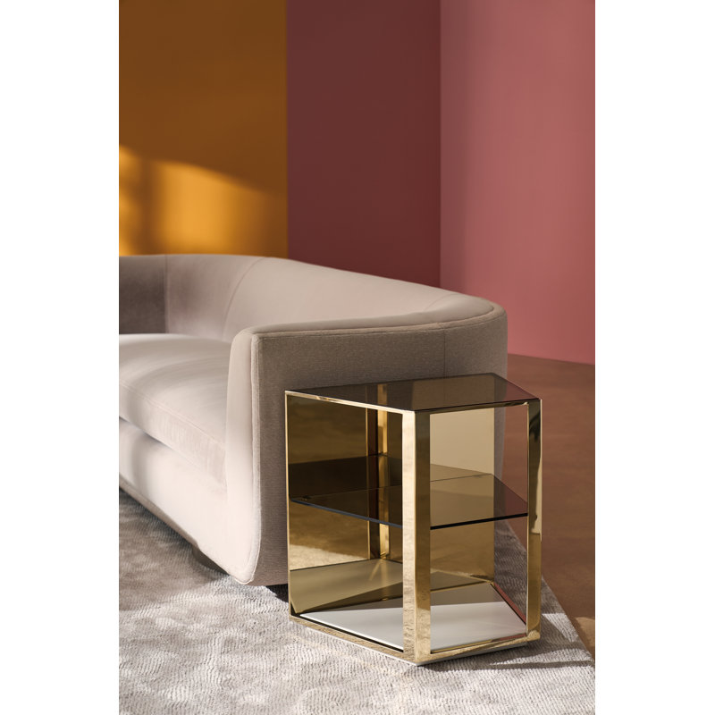 Gold and Glass Contemporary Free Form End Table