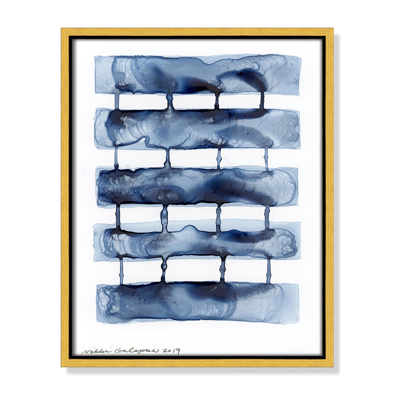 Gareth Stitched Together I by Nikki Galapon - Solid Wood Rectangle Print Single Piece Item on Canvas, Gold Framed Canvas