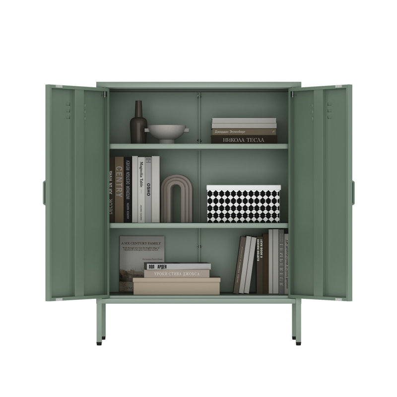 Armoire d'appoint en métal vert sauge 32 po Naomi, Vert sauge