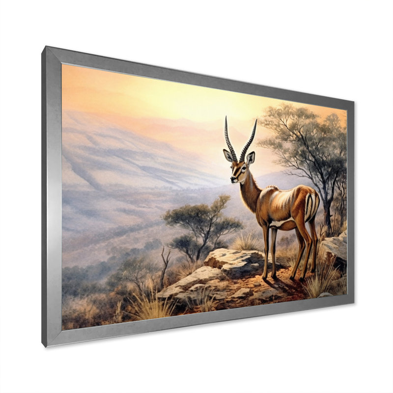 «Graceful Antelope III», reproduction sur toile, H 12 po x l 20 po x P 1 po, Cadre simple argenté
