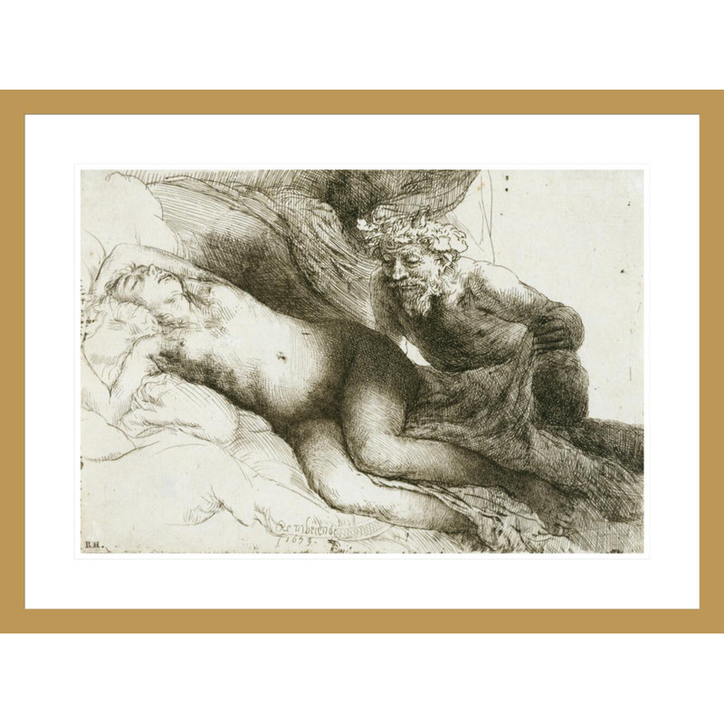 «Jupiter and Antiope» par Rembrandt van Rijn - Reproduction giclée encadrée, H 22,15 po x l 29,5 po