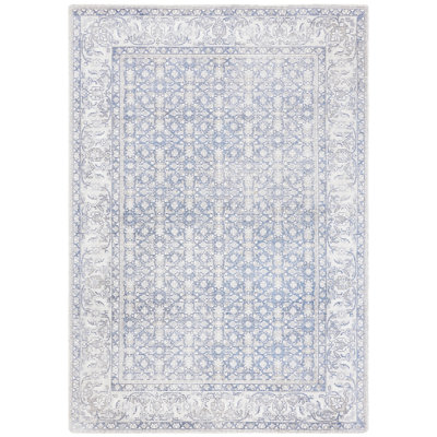 Restoration Vintage Hand Loomed Wool/Viscose Oriental Rug in Blue