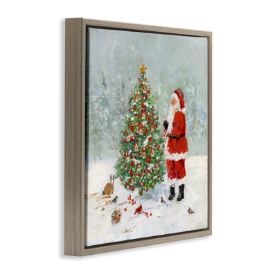 Père Noël avec cabane à oiseaux, estampe numérique par Sally Swatland