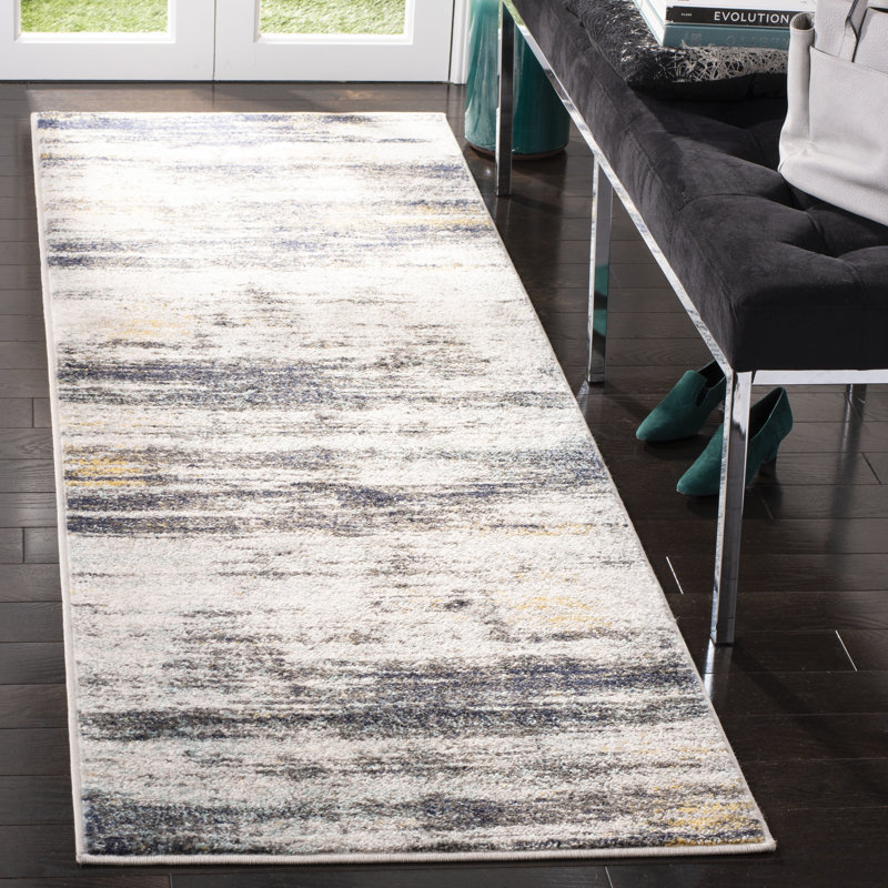 Riebe Light Gray/Black Area Rug, Runner 2'6" x 8'