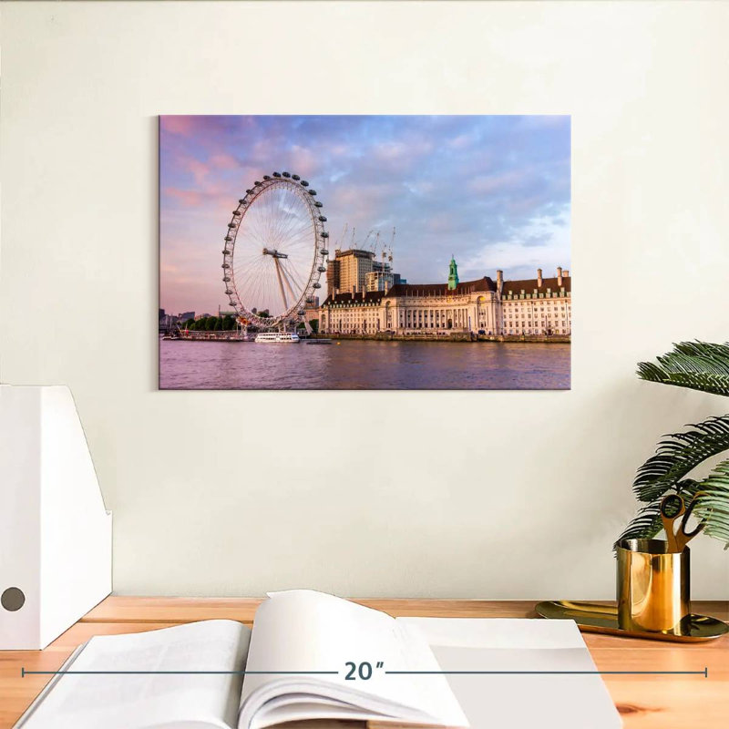 Rorry London Eye Along Thames River, 8" H x 12" W