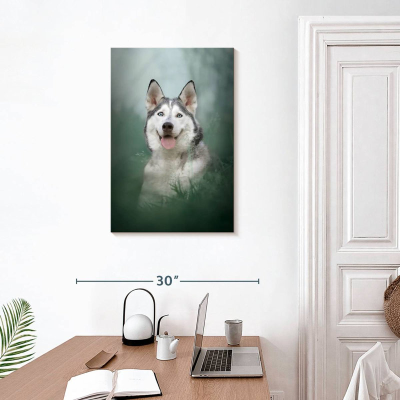 Husky On Grass, 30" H x 20" W