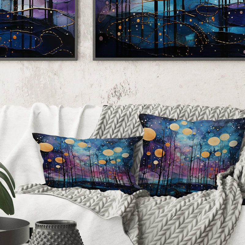 Celestial Serenade I - Abstract Collages Printed Throw Pillow