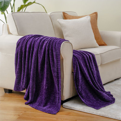 Chenille Knit Throw Blanket for Couch, Cozy Throw Blanket for Home Decor Sofa Chair, 51"x67"