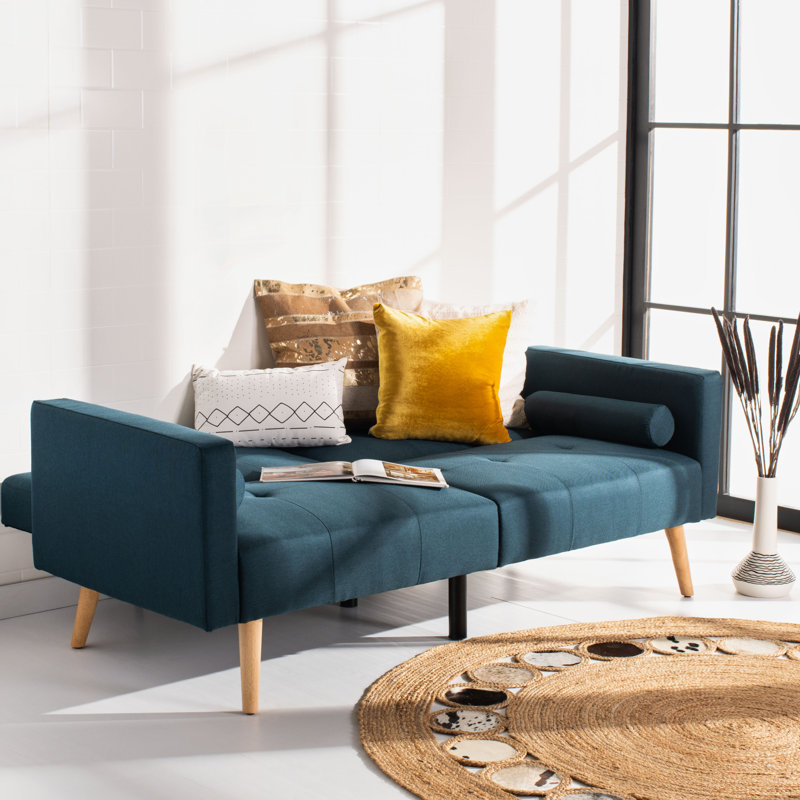 Futton Twin 74.8'' Upholstered Convertible Sofa, Navy