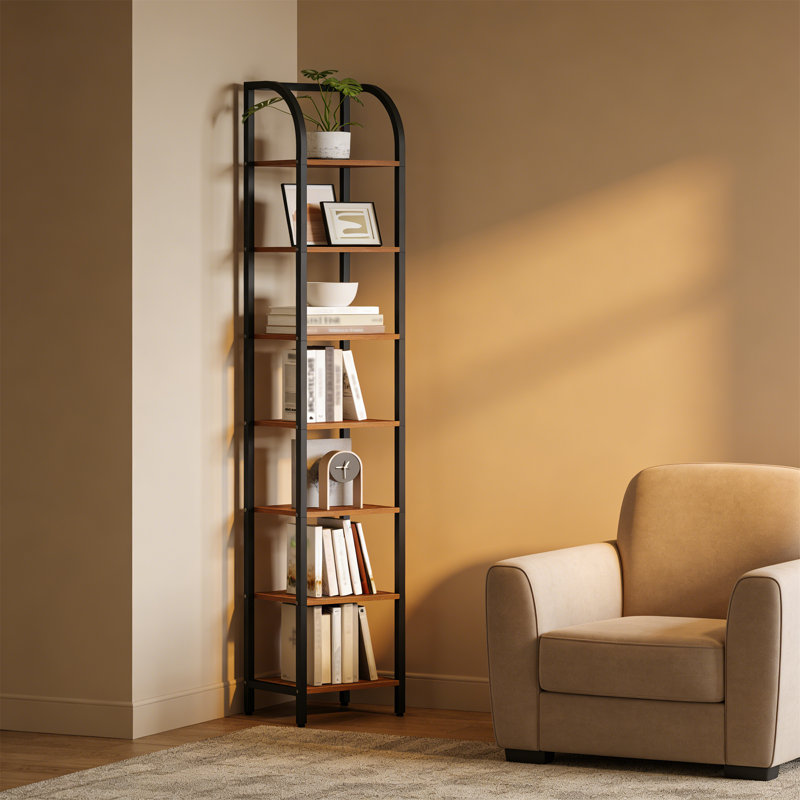 208.5cm H x 33.6cm W Metal Standard Bookcase
