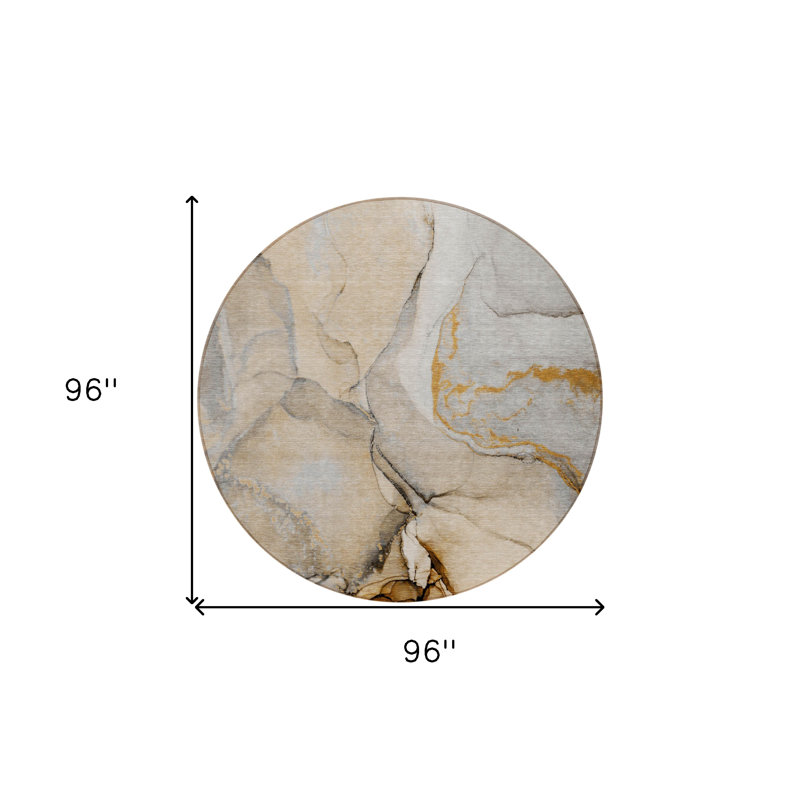 Tapis d'intérieur rond 8 po beige