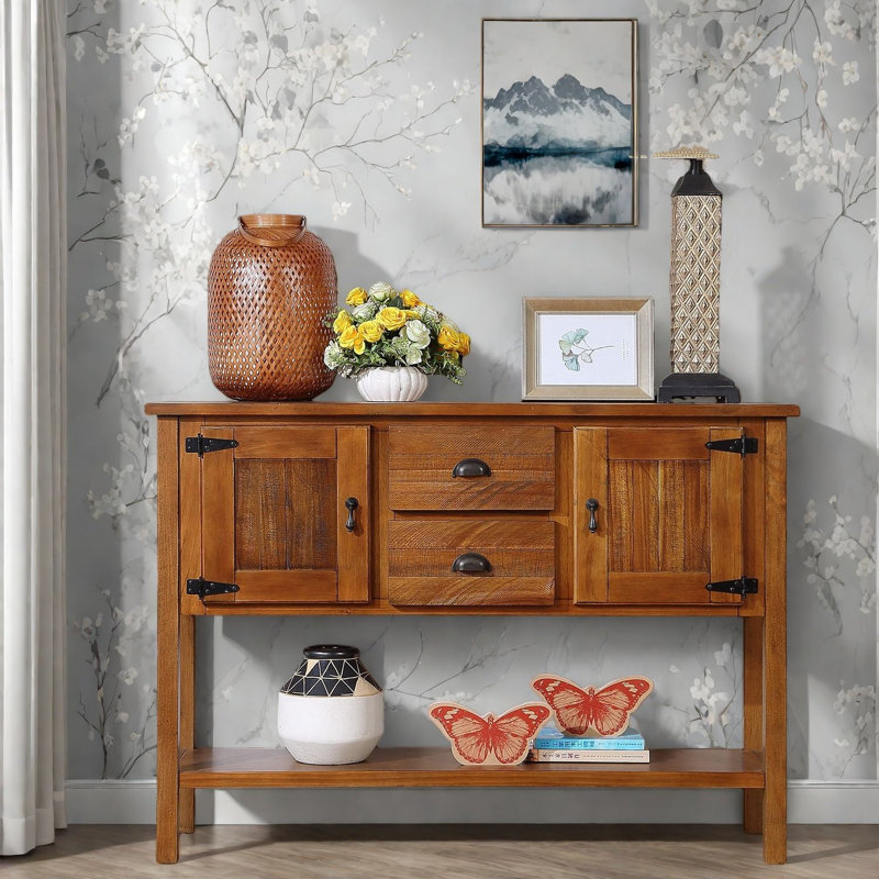Buffets et commodes spacieux, console rustique en bois de pin pour la maison de cuisine