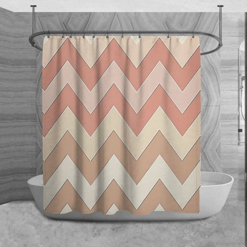 Rideau de douche Briant, H 73 po x l 70 po, Rose / Beige