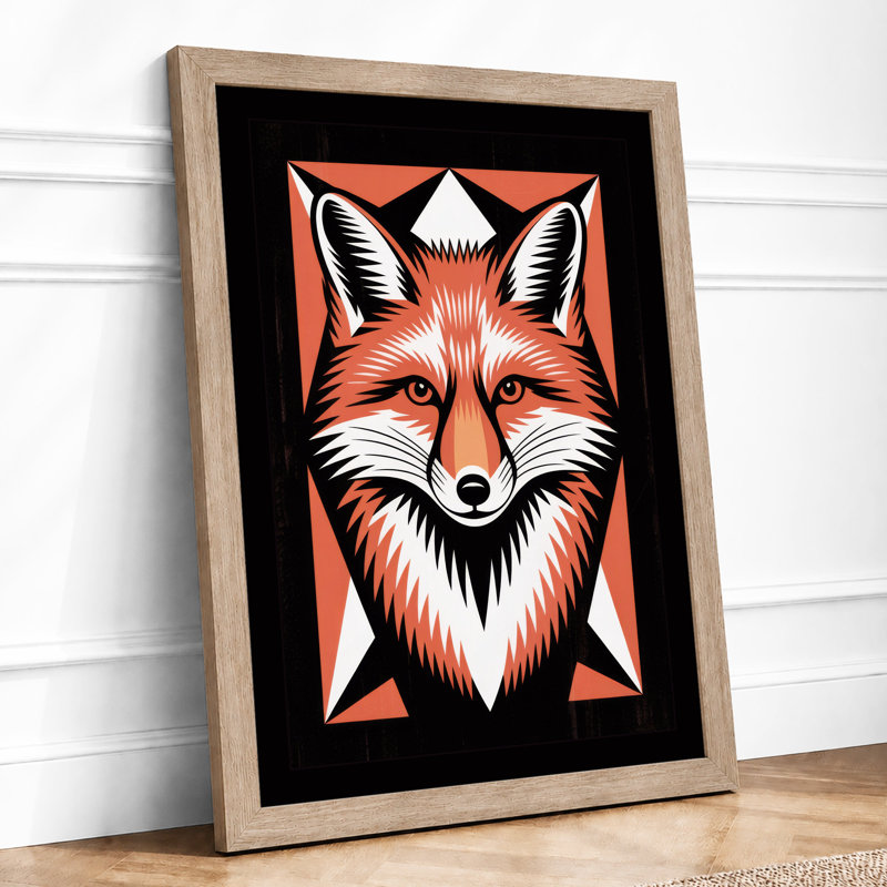 Fox Geometric - Framed Print, Oak, A3 - 42.0 x 29.7 cm