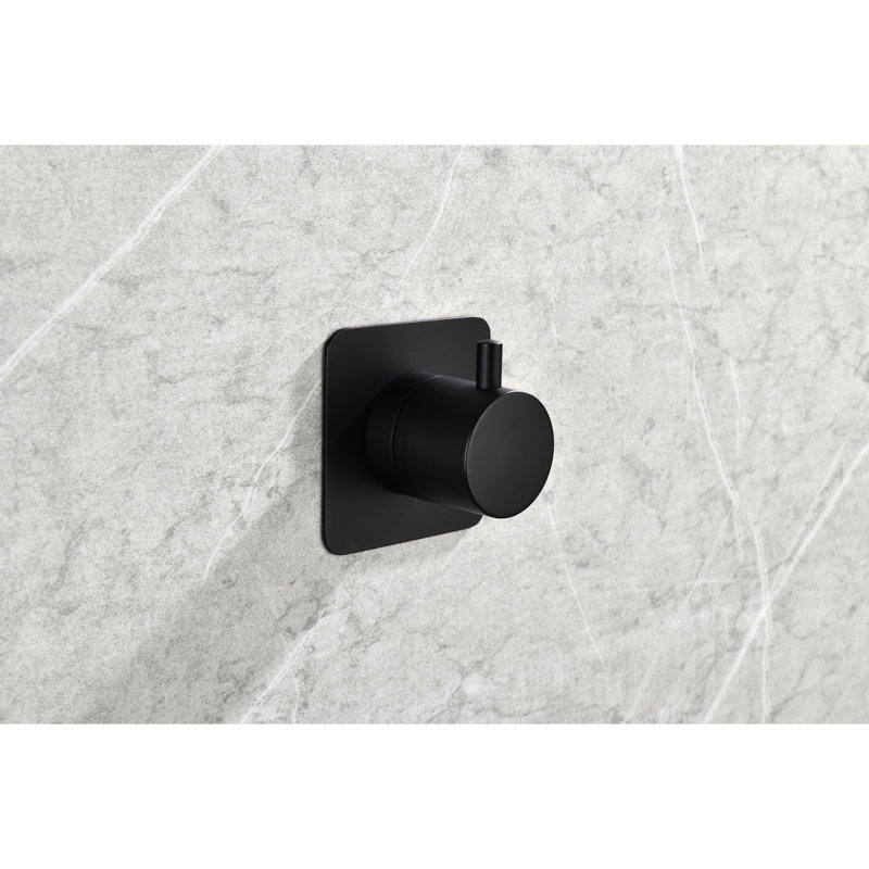 Master Shower Volume Control - 3.58 In. Depth, Corrosion Resistance, Brass, Rust Proof, Matt Black Finish & Protection, 2.2 Height, Brass Valve,