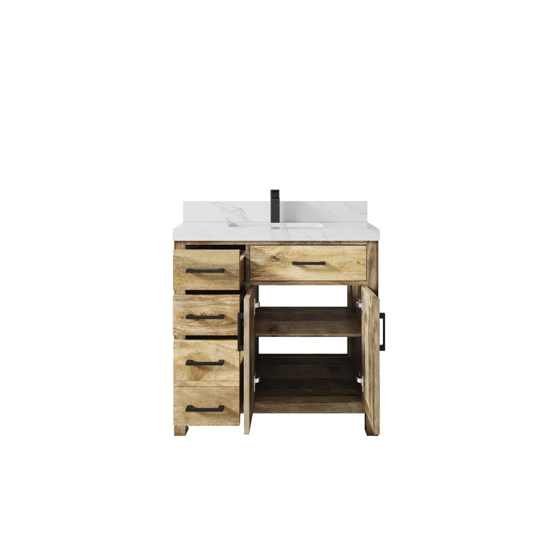 Ensemble de meuble-lavabo simple 36 po avec plateau Jadyen, Sienne Calacatta