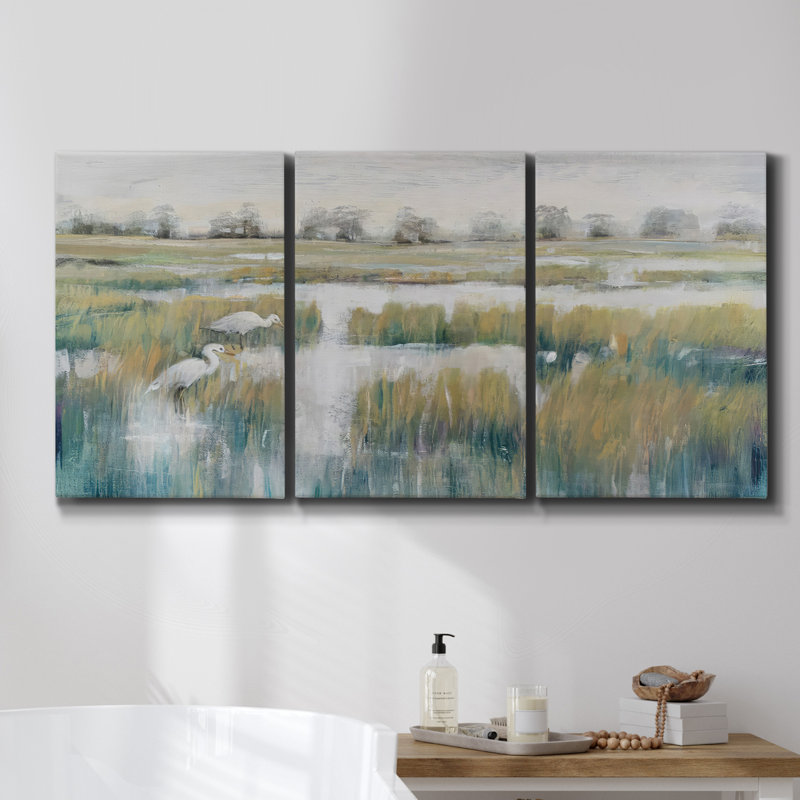 «Feathered Friend I» sur toile, reproduction de 3 pièces, H 27 po x l 54 po x P 2 po