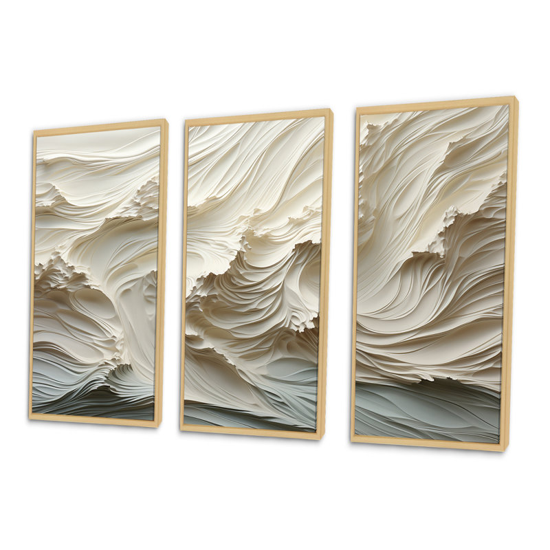 «White and Blue Wave Papercut Style II - Coastal Waves», ensemble d'art mural, H 28 po x l 36 po x P 1 po