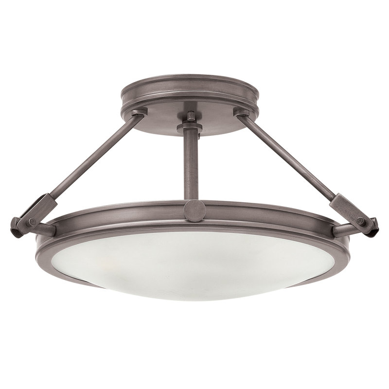 Collier Semi-Flush Mount Ceiling Light - Heritage Brass, Light Oiled Bronze, 9.25"H x 15.25"W x 15.25"D, Incandescent