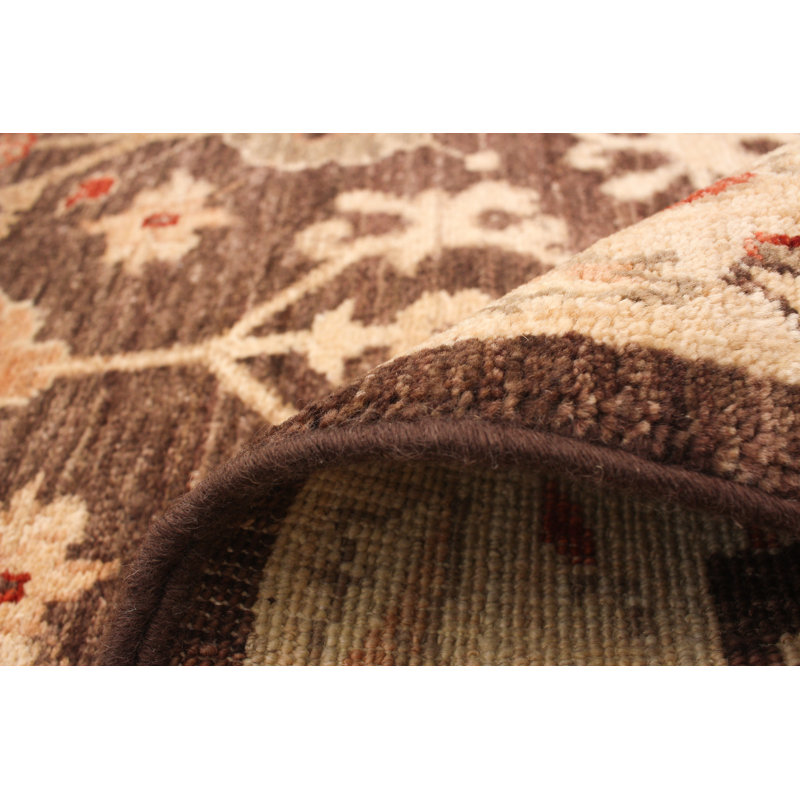 Tapis de la laine beige/brune 2 pi 6 po x 11 pi 8 po one-of-kind à la main-noué la 2010 chobi Bellingen