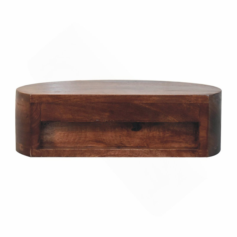 Solid Wood Honey Caramel Wall-Mounted Rounded Bedside, 1-Drawer, Brown