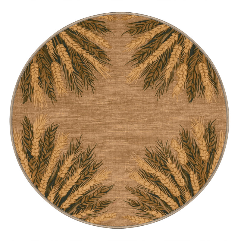 Tapis brun français lavable à la machine, Rond 5 pi