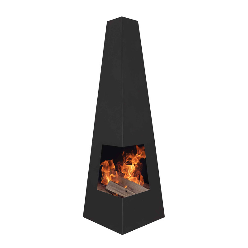 Gebke Square Steel Wood Burning Smokeless Chimnea, Black