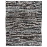Wool Abstract Area Rug in Black/Dark Gray
