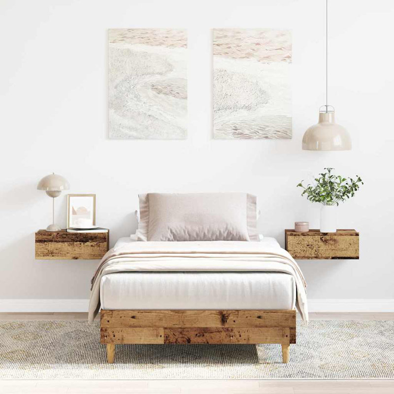 Bed Frame No Mattress Engineered Wood, European Single (90 x 200 cm), Old Wood