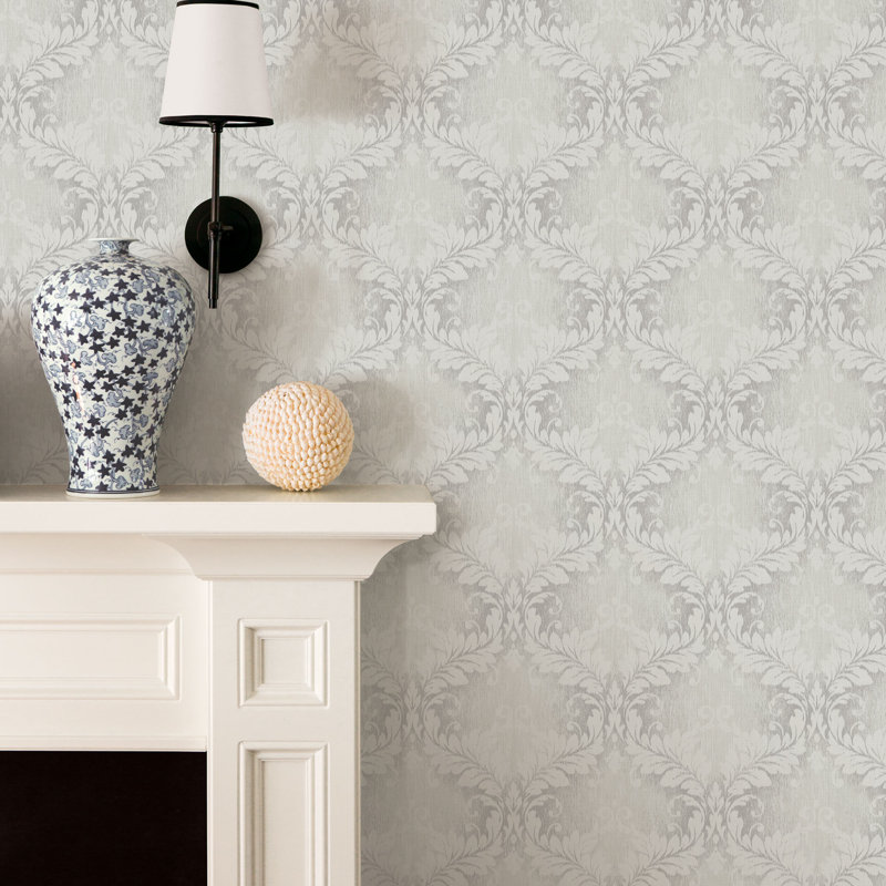 Nordic Elements Embossed Damask 32.81' L x 20.87" W Wallpaper Roll, Silver